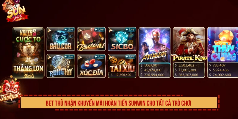 Khuyến Mãi Hoàn Tiền SUNWIN Đến 2% Nhận Thưởng Lớn Bet thủ nhận khuyến mãi hoàn tiền SUNWIN cho tất cả trò chơi